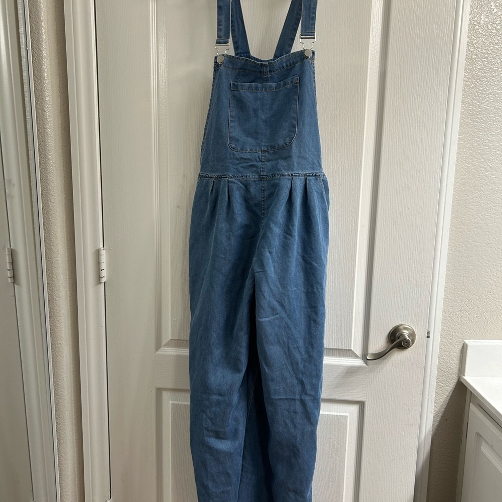SHEIN Blue Denim Wide Leg Jumpsuit
